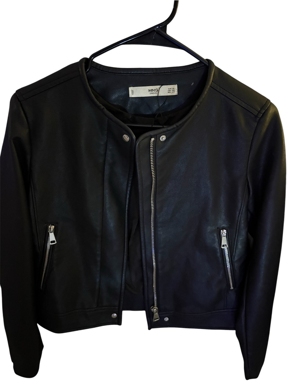 Mango Faux Leather Black Jacket